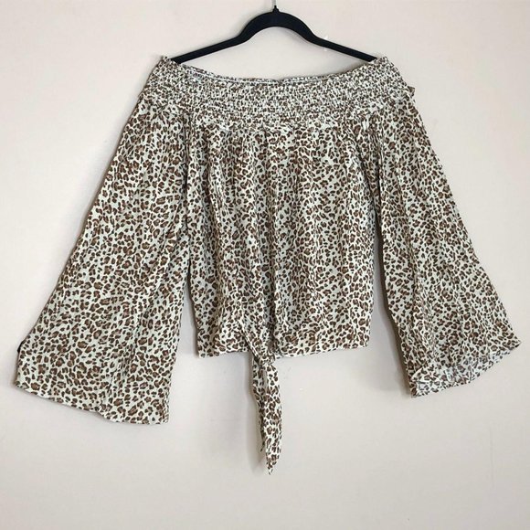 Free People FP Movement Leopard Off-Shoulder Top - Picture 4 of 15